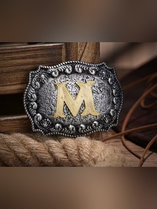 Letter M Initial western belt buckle A - Z Available Upon Request main image 15